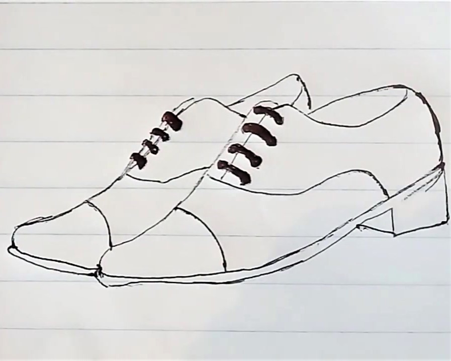 Dibujo con bolígrafo de un par de zapatos – Castillo de Cartón