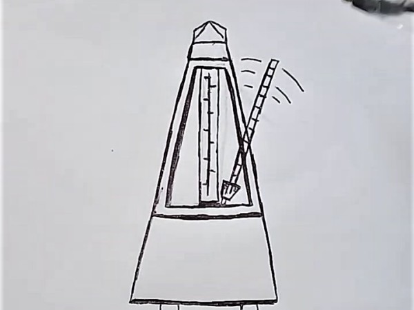 Dibujo con bolígrafo de un metrónomo