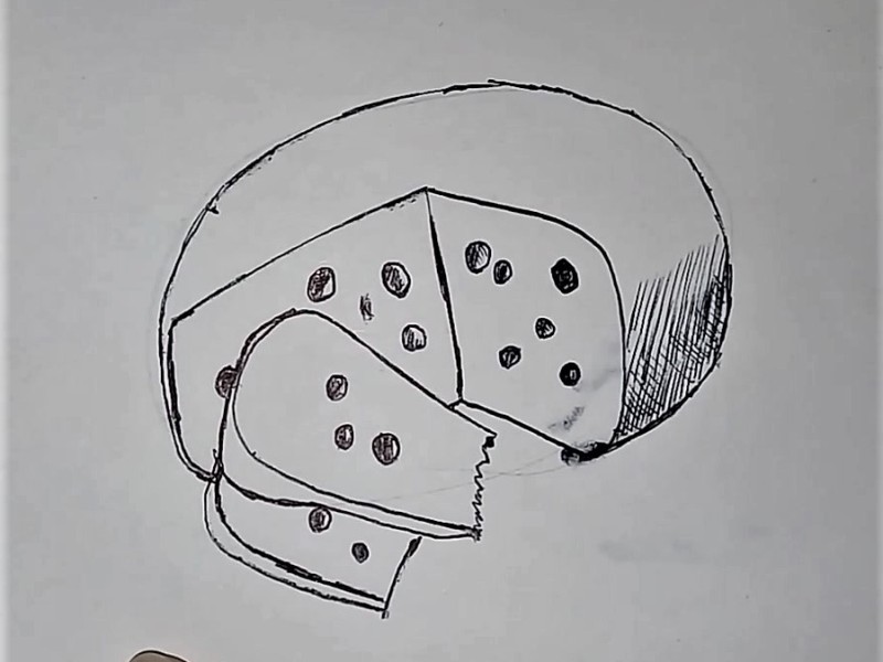 Dibujo con bolígrafo de un queso